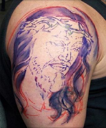 Jesus Right Arm Tattoo