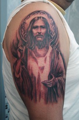Jesus Right Arm Tattoos Pic