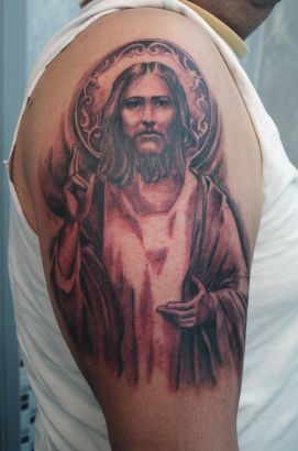 Jesus Right Arm Tattoos Pic