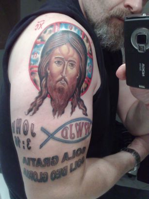 Jesus Tat Image On Arm