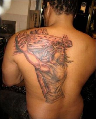 Jesus Tattoo Back Of Man