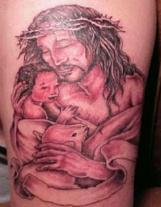 Jesus With A Child And Kid Tattoo