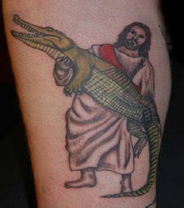 Jesus With Crocodile Tattoo