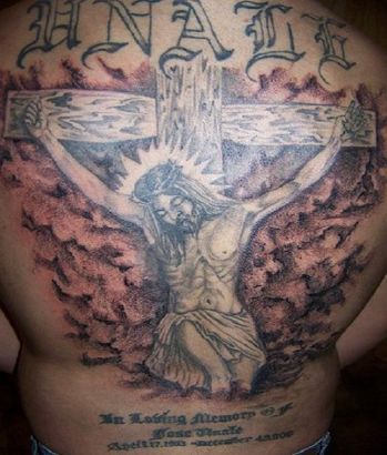 Large Jesus Pic Tattoo On Full Back