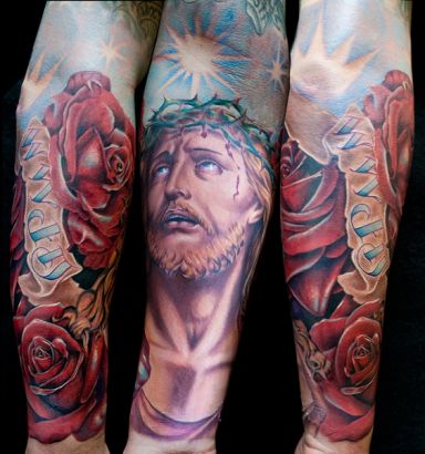 Jesus Full Sleeve Tattoo Design