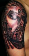 Jesus mask tattoo