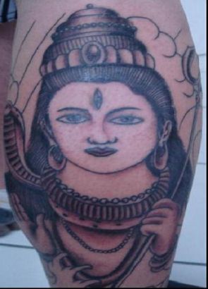 Shiva Hindu God Tattoo On Calf