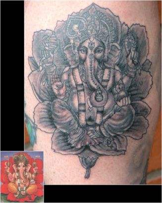 Ganesh Tattoo With Flower