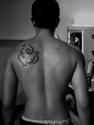 Ganesha Pic Tattoo On Left Shoulder Blade