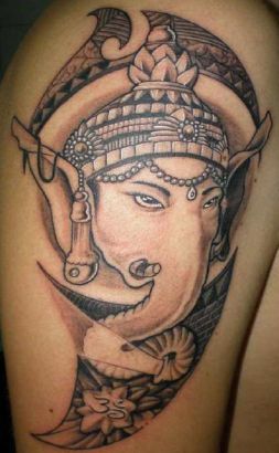 Ganesha Tattoo On Thigh