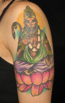 Hanuman Pic Tattoos On Arm