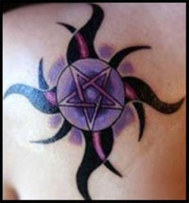 Pentagram Star Tattoo On Back