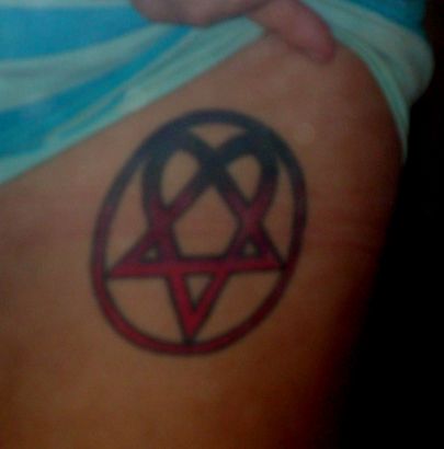 Pentagram Symbol Tattoo On Left Rib Cage