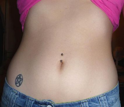 Pentagram Tattoo On Lower Stomach