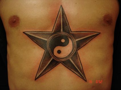 Star And Yin Yang Tattoo