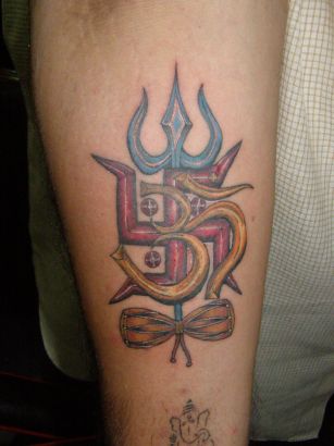 Swastika And Om Symbol Tattoo