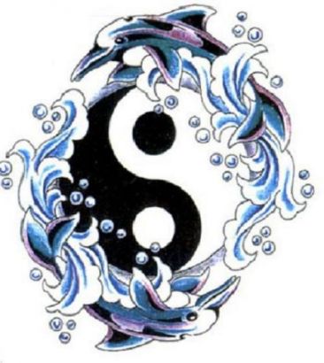Yin Yang And Dolphin Tattoo