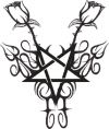 pentagram and flower tattoo