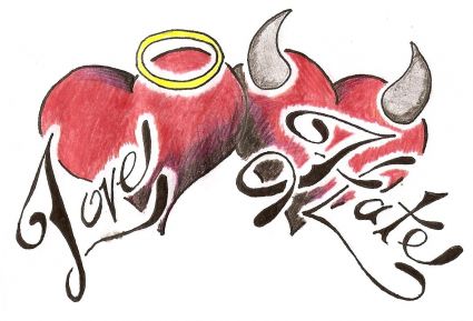 Love And Hate Heart Tattoo