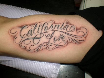 Love Text Tattoo On Arm