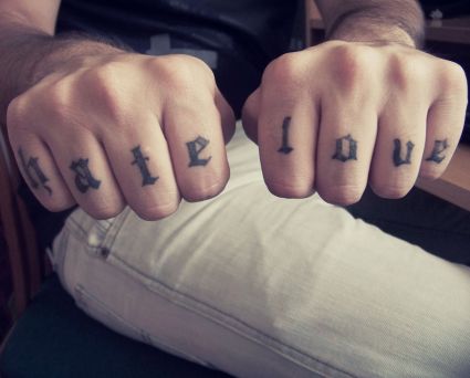 Love Text Tattoo On Finger