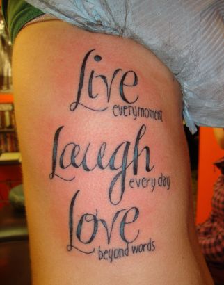 Love Text Tattoo On Side Back