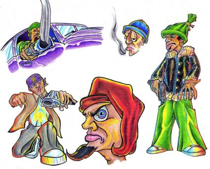 Colored Cartoon Tattoos