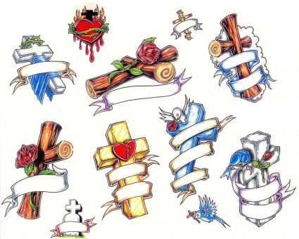 Colored Cross Tattoo 