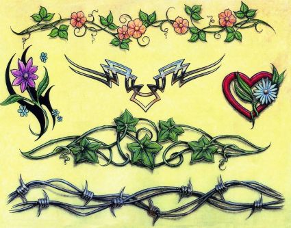 Colored Flower Vine Tat