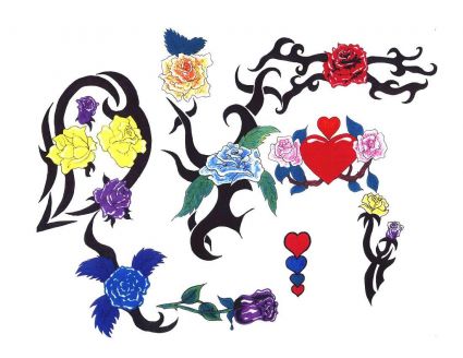 Colored Flowers Tattoo