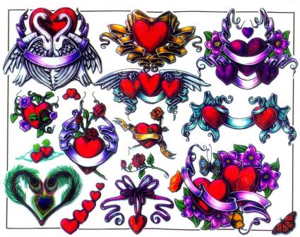 Colored Hearts Tattoo