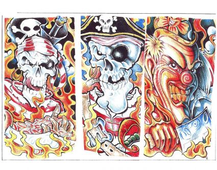 Colored Joker Skull Tattoo