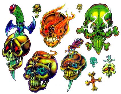 Colored Skulls Tats