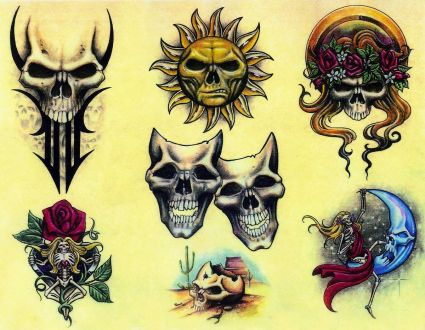 Skull And Mask Tat