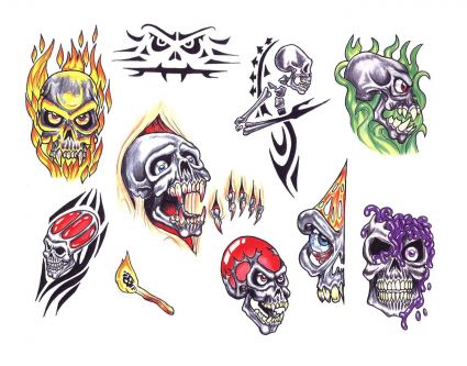 Colored Skulls Tat