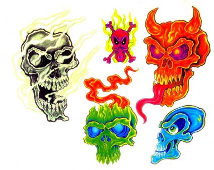 Colored Skulls Tattoo 