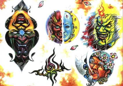 Colored Horror Skull Tattoo