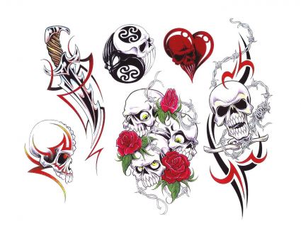 Skull And Flower Tattoo Picture