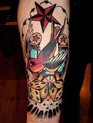 Bird And Dice Tattoo