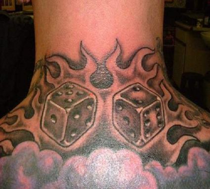 Dice Neck Tattoo