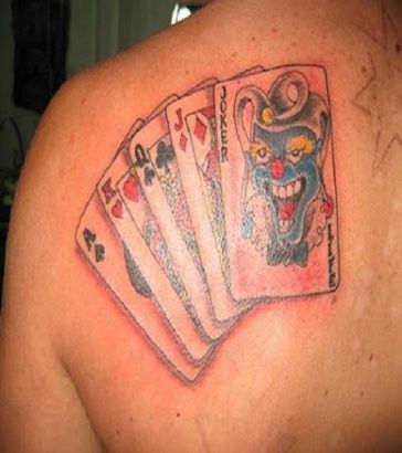 Cards Left Shoulder Blade Tattoo