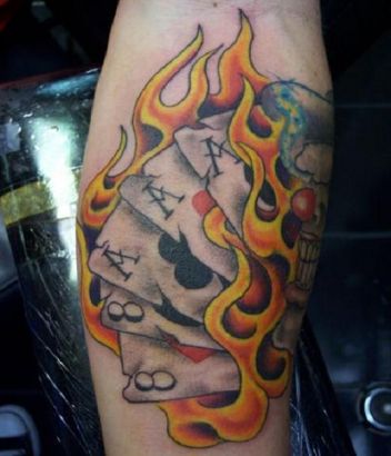 Flaming Card Tattoos