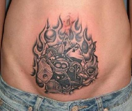 Gambling Tattoo On Lower Stomach