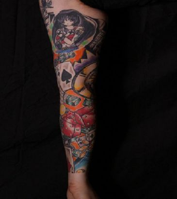 Gambling Arm Tattoo