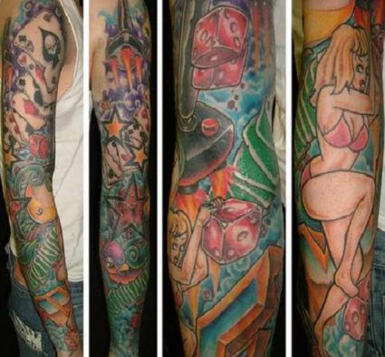 Gambling Full Sleeves Tattoo