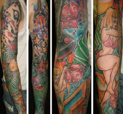 Gambling Full Sleeves Tattoo