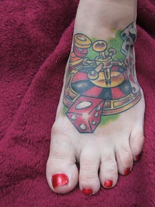 Gambling Feet Tattoo