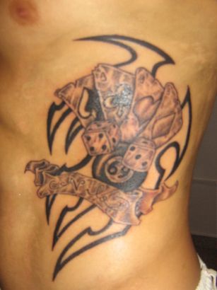 Gambling Side Rib Tattoo