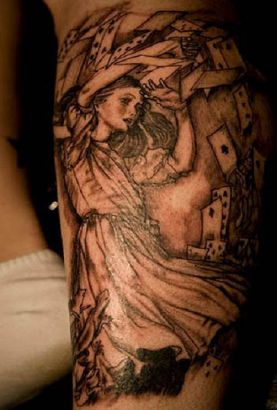 Lewis Corroll Alice Card Tattoo