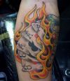 flaming card tattoos